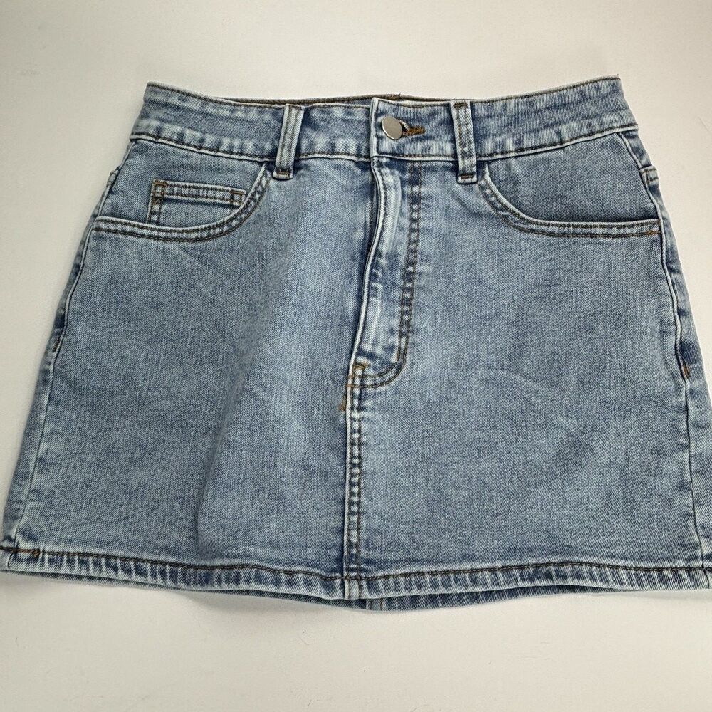 Denim Bow Mini Skirt Womens Size Small Sexy Festival Concert Party - Picture 2 of 4